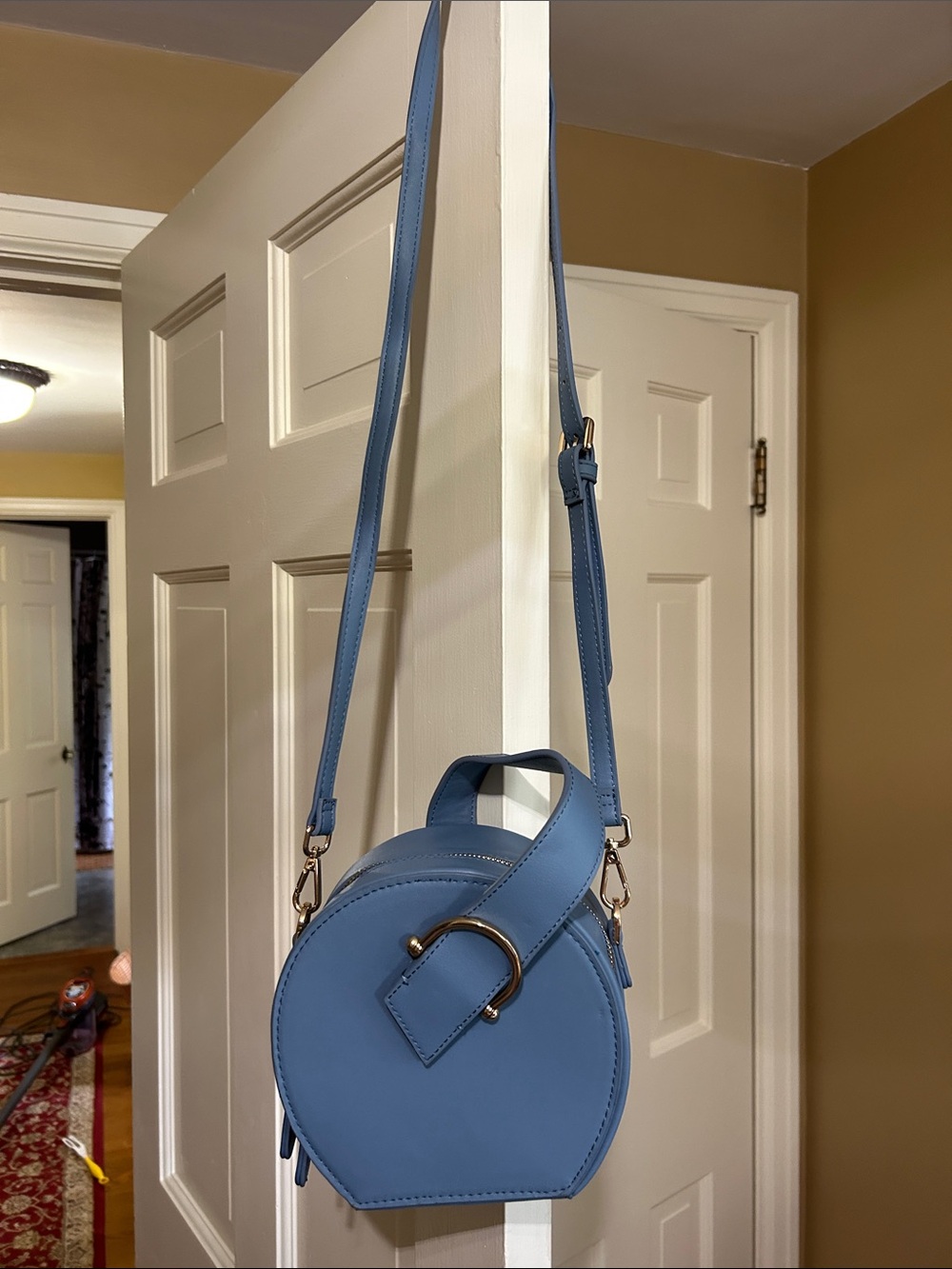 Carolina Case round Crossbody Bag Topshop Dutch Blue gold hardware and feet NWOT